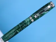 Shakespeare Polished Stainless Steel Rollerball Pen & Mint Twist Italian Lucite