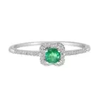 14k White Gold Emerald and .11 ct Diamond Ring