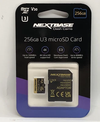 256GB U3 Micro SD Memory Card - with Adapter - Compatible with In-Car Dash Cams