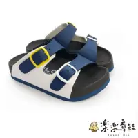 在飛比找momo購物網優惠-【樂樂童鞋】台灣製跳色小方扣拖鞋-藍色(台灣製 男童鞋 女童