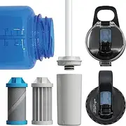 THE ANSWER | Hydro Flask Compatible Water Bottle Filter System | Filter Straw Lid Combo Fits HF 32 oz Wide Mouth Bottles | American Made 5 Stage 2 Micron Filter Removes 99.9% of Tap Water Contaminants
