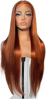 Ginger Orange Color Long Straight Hair 13X4 Lace Front Wigs Copper Red Hair Glueless Synthetic Wigs for Women Natural Hairline
