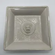 Juliska Courage Lion Pottery Dish White Wash Square Trinket Bowl Tray Gift Box