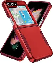 [Asuwish] Phone Case for Samsung Galaxy Z Flip 5 5G 2023 with Tempered Glass Screen Protector Cover and Slim Thin Hybrid Full Body Protective Mobile Cell Accessories ZFlip5 Z5 G Flip5 5Z Women Men Red