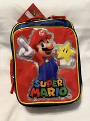 NEW Nintendo Super Mario Dual Compartment Insulated Soft Zipped Lunch Tote Bag.