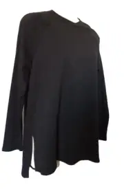 Eileen Fisher black jersey high low top tunic t-shirt XS
