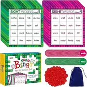 Bingo Game with Sight Words, 120 Sight Words Learn to Read Level 3 & Level 4 Bingo Board Game Daggers & Frys Word Lists for Nursery and Preschool Children 4-8