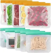 Careuoklab 10 Pack Reusable Food Storage Gallon Bags, Large Capacity Ziplock Organization Freezer Bags, Leakproof BPA Free, Easy Seal & Food Storage Tools Containers for Kitchen (2 Sizes)