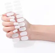 NKA Gel Nail Polish Wraps, 22 No Cure Gel Nail Wrap Stickers Strips, at-Home Manicure, No UV Lamp Required - Solid Colours (Snow)