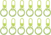 uxcell 12 Pcs Lobster Claw Clasp, Colorful Metal Keychain Clasp Swivel Hooks with Spring Key Rings Trigger Clips for Bag Door Key Chains DIY Craft Jewelry Making, Dots Green