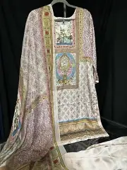 Beautiful Silk suit, soft fabric, Chiffon Dupatta , 3 PC. S -M Sizes -$34