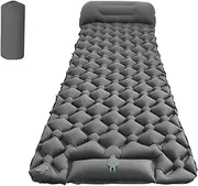 Homiliky 5cm Thick Camping Sleeping Pad with Pillow, Self-Inflating Air Mattress, Compact & Lightweight for Backpacking, Hiking, Traveling, Built-in Foot Pump (Single)