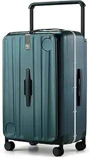 [Hanke] Front Opening Multifunctional Suitcases, Blackish Green, Checked 26 Inch, Hand Luggage