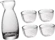 Garneck Sake Set - Titanium Sake Cups and Glasses for Traditional Wine Serving - 4 Piece Set for Hot or Cold Sake Enjoyment