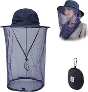 [F Flammi] Flammi Mosquito Head Net Hat Safari Hat UPF 50+ Sun Bucket Hat with Face Neck Mesh Protection for Men Women