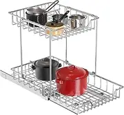 SimpleHouseware 2-Tier Pull Out Drawers for Cabinet Organizer, Chrome
