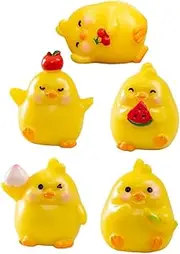 KITANDOVE 5pcs Miniature Ornament Fake Every Chicken Figurine Home Ornament Figures Small Figurines Little Cute Figure Realistic for Chicks Tiny Mini Chickens Garden Fluffy Mini Resin Yellow