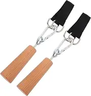 Mipcase Enhance Your Pull-ups Wooden Handle Grip Pull-up Belt for Men Women Strength Training Fitness Elastic Band for Wrist Support