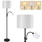 Floor Lamp Standing Lamp, Modern Living Room Lamp with Reading White + Black