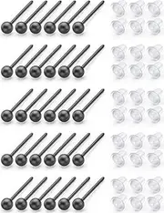 [JIMCOM] 200 Pcs Clear Piercing Retainers Studs Retainers 16G Push Flat Top Earring Stud Acrylic Piercing, silica gel