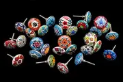 Hand Painted Lot of 30 colorful Ceramic Cabinet Knobs Pulls Drawer Door Puller