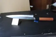 Aogami super double bevel Kurouchi Yanagi slicer knife 210 mm walnut handle USA
