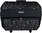 [Everything Mary] 4 Wheels Collapsible Deluxe Sewing Machine Storage Case, Black - Rolling Trolley Carrying Bag for Brother, Singer