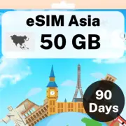eSIM Asia - 50 GB - 90 Days - Travel eSIM | QR code activation