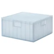 PANSARTAX storage box with lid, transparent grey-blue, 33x33x16.5 cm