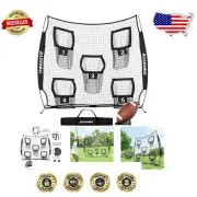 Football Passing Skills Net - 5 Target Pockets and Weather-Resistant Design