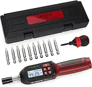 VANPO Digital Torque Screwdriver, 1.33-44.25in.lb/0.15-5Nm, Electric Adjustable Torque Screwdriver Wrench Set with Buzzer, LED Notification, Preset Mode, Data Storage for Bike Repairing and Mounting