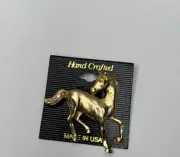 Gold Tone Handcrafted Galloping Horse Brooch
