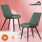 Familand Dining Chairs Set of 6 Leather Upholstered Kitchen Living Room Green