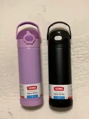 Set of 2 THERMOS FUNTAINER 16 Oz Stainless Steel Insulated Bottle Spout Lid New
