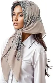 [generic] Elegant Scarf with Flower Pattern for Women Breathable Malay Head Covering for Daily Wear Ethnic Turban