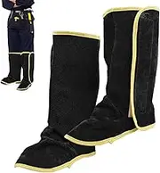 Humkopnl Welding Spats for Boots - Welding Boot Covers Protection - Cowhide Leather Welding Spats Heat and Abrasion Resistant Welding Boot Covers Welding Gaiters for Welders