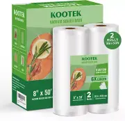 Vacuum Sealer Bags for Food, 2 Rolls for Custom Fit Food Storage, Meal Pre...