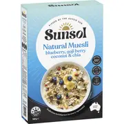 Sunsol Natural Muesli Blueberry, Goji Berry Coconut & Chia 500g