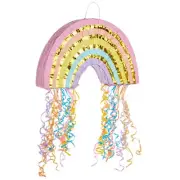 Rainbow Pull String Pinata for Pastel Birthday Decorations Gender Reveal Part...