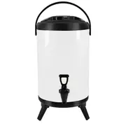SOGA 18L Stainless Steel Insulated Milk Tea Barrel Hot and Cold Beverage Dispenser Container with Faucet White
