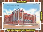 METAL SIGN - Indiana Postcard - Memorial Auditorium, Gary, Indiana