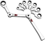 Roamwild Exo-Fit 9-Piece Ratchet Wrench Set, 34-Position Articulating Handle, 90-Tooth Swing Gear, Chrome Plated, Durable Storage Case