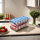 2-Tier Rolling Beverage Can Holder Organizer Fridge Storage Rack Home Office