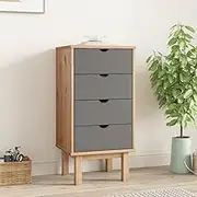 Drawer Cabinet OTTA Brown Grey 45x39x90cm Solid Wood Pine Storage Organizer Furniture