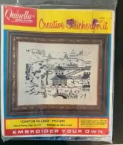 Quinella Needlework Stitchery Kit "Canton Village" Fits a 14"x17" Frame. NIP