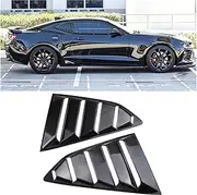 Carbon Fiber Look Rear Side Quarter Window Louvers Cover Body Trim Compatible for Chevrolet Chevy Camaro 2016-2021 Car Accessories(Glossy Back)