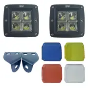 2" Pod LED Lights & Brackets with Covers Polaris RZR XP1000