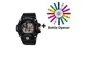 Casio G-Shock Rangeman Digital Mens Black Rangeman Watch GW-9400-1DR Bottle Opener Bundle