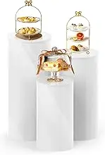 Sedeke 3PC Cylinder Pedestal Stands for Party, White Round Large Cylinder Tables, Pedestal Display Plinth Pillars for Wedding Ceremony Birthday Party Art Decor