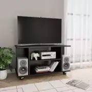 TV Cabinet with Castors Black Chipboard